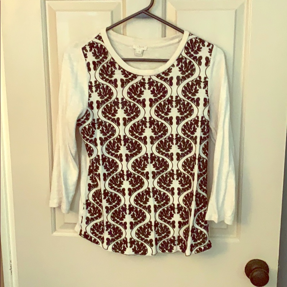 J. CREW Embroidered Long Sleeve T-Shirt
